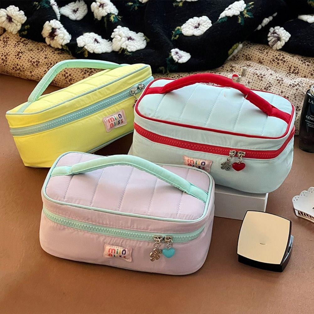 Macaron Color Fresh Makeup Bags Handbag Toiletries Bag Contrast Color Cosmetic Bag  Student