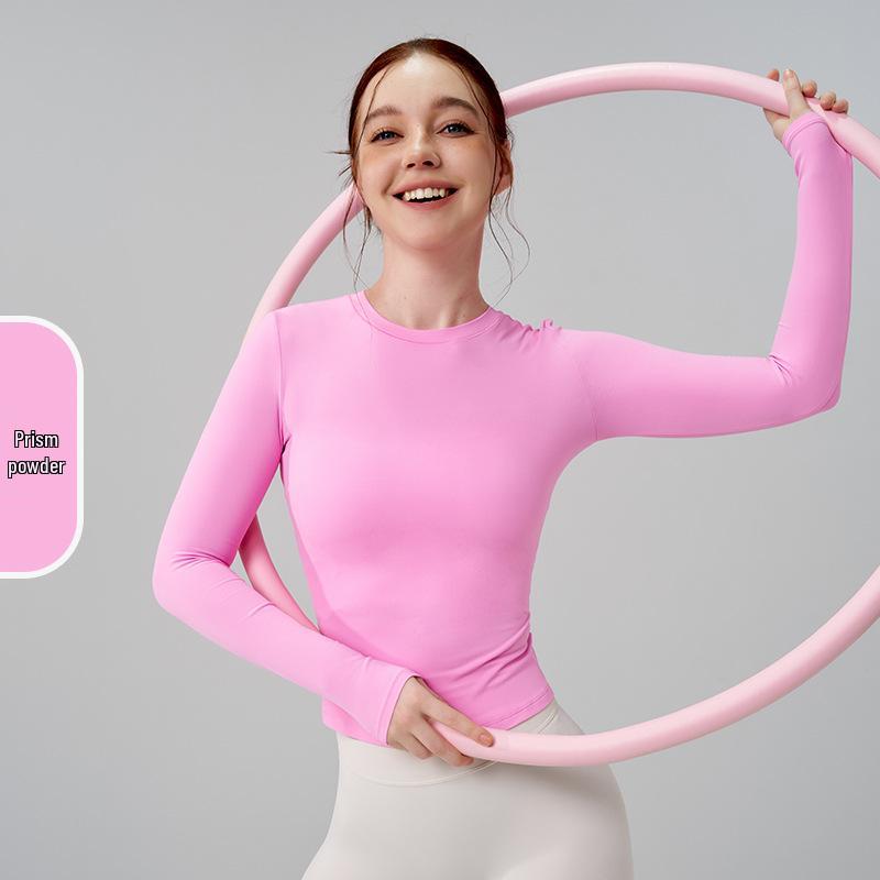Autumn/Winter Versatile Round Neck Base Layer Sport Top - High Elasticity, Breathable Yoga Fitness Long Sleeve