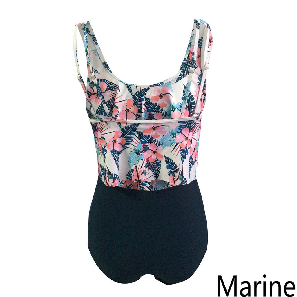 Buy Women Plus Size Swimwear Sexy Backless Floral Printed Swimwear Set High Waisted Bikini at