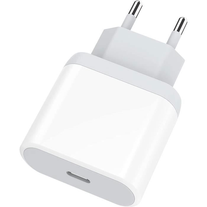 Chargeur USB C 25W - Anigaduo - Compatible iPhone 14/13/12/11 - Charge rapide - Universel - Blanc