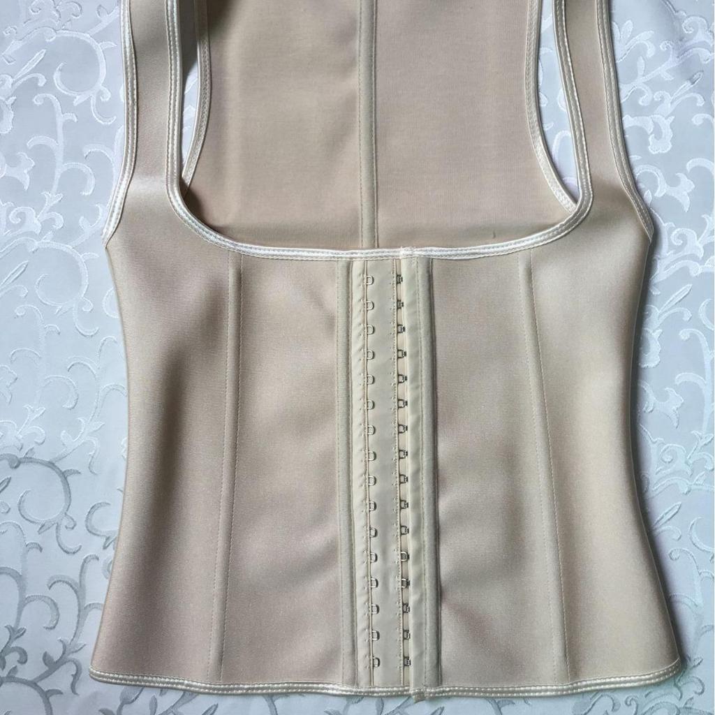 9 Steel Bones Wide Shoulder Latex Corset Body Shaper Vest