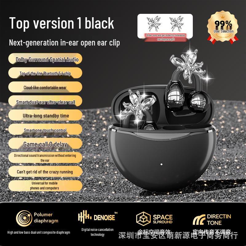 Rovani Bluetooth Ohrclip-Kopfhörer: Trendige Ästhetik, Wolkenkomfort, 5,4 Chip, Kein Ruckeln für Frauen.