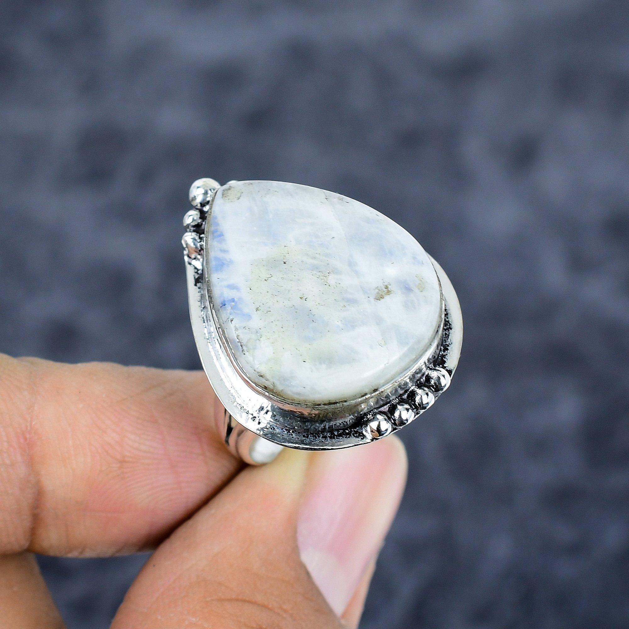

Rainbow Moonstone Gemstone 925 Sterling Silver Jewelry Ring Size 9.5 M-2806