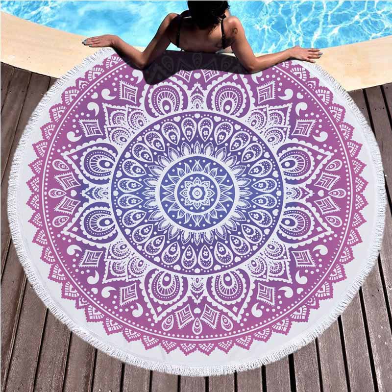 Mandala Rundes Strandtuch Mikrofaser Wasseraufnahme Sport Meer Strand Yoga Matte Mit Quasten Drucken Großes Handtuch Liegehandtücher 150cm
