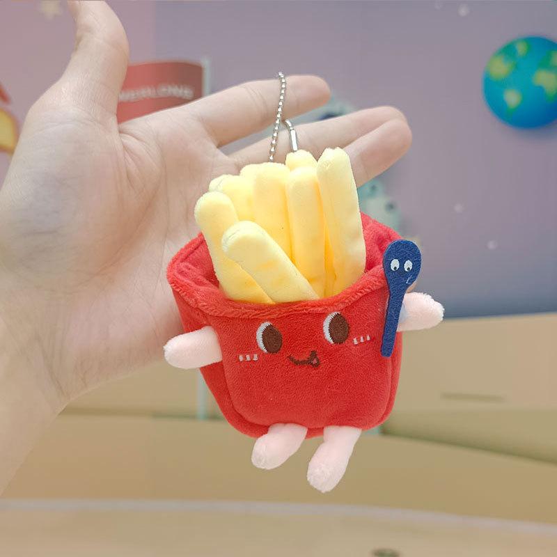 12cm Kawaii Essen Brot Hamburger Hund Pommes Plüschtier Weicher Gefüllter Plüsch Anhänger Schlüsselanhänger für Kinder Geschenke Spielzeug
