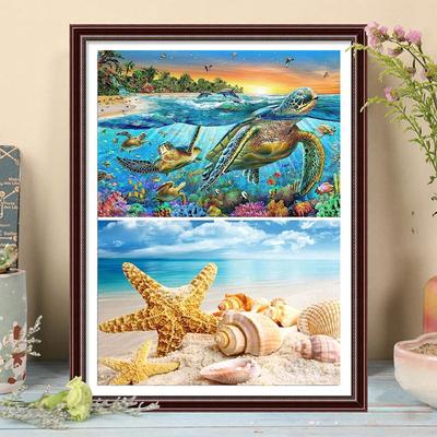 5D DIY Diamond Painting Beautiful Seaside Cross Stitch Kit Mosaic Diamond Embroidery Rose Full Round/Square Drill Home Decoration