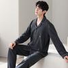 Pajamas Men'S Spring And Autumn Cotton Long Sleeve Men'S Autumn Cotton Cardigan Large Size Loungewear Set