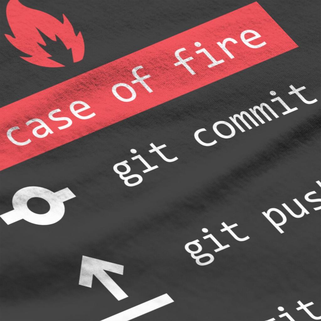 In Case Of Fire Git Commit Push Funny Coder Programmer Devops Network Sysadmin Geek T-Shirt for Men 100% Cotton Printed Clothing