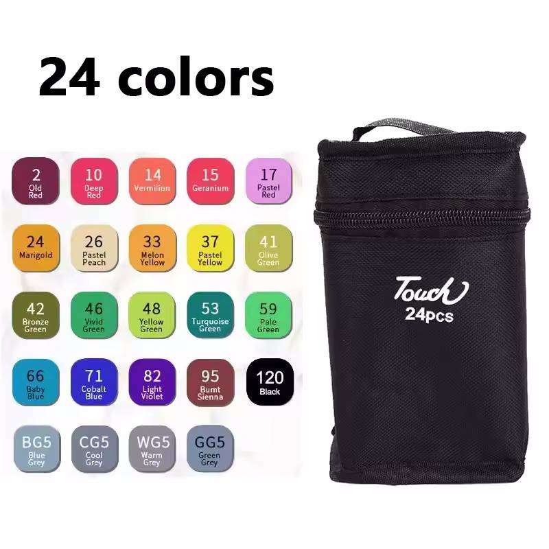 24-120 Colors Art Marker Pen Set for Draw Double Oily Headed Sketching Oily Tip Based Markers Graffiti Manga School Art Supplies