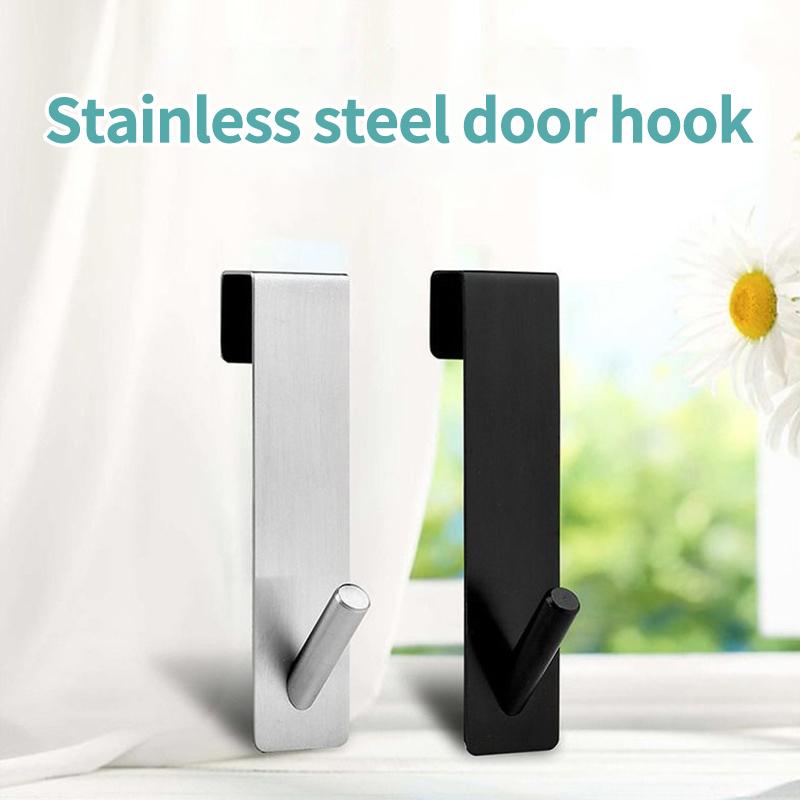 Stainless Steel Hook Double Hook Free Punching Kitchen Bathroom Cabinet Door Without Trace Hook Towel Storage Punch-free Hanger