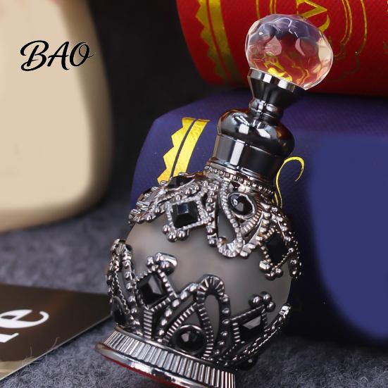 Empty Scent Container 15ML Vintage Luxury Refillable Perfume Bottle, Essential Oil & Fragrance Glass 15ml Bottle Dubai Arabian Style for Travel