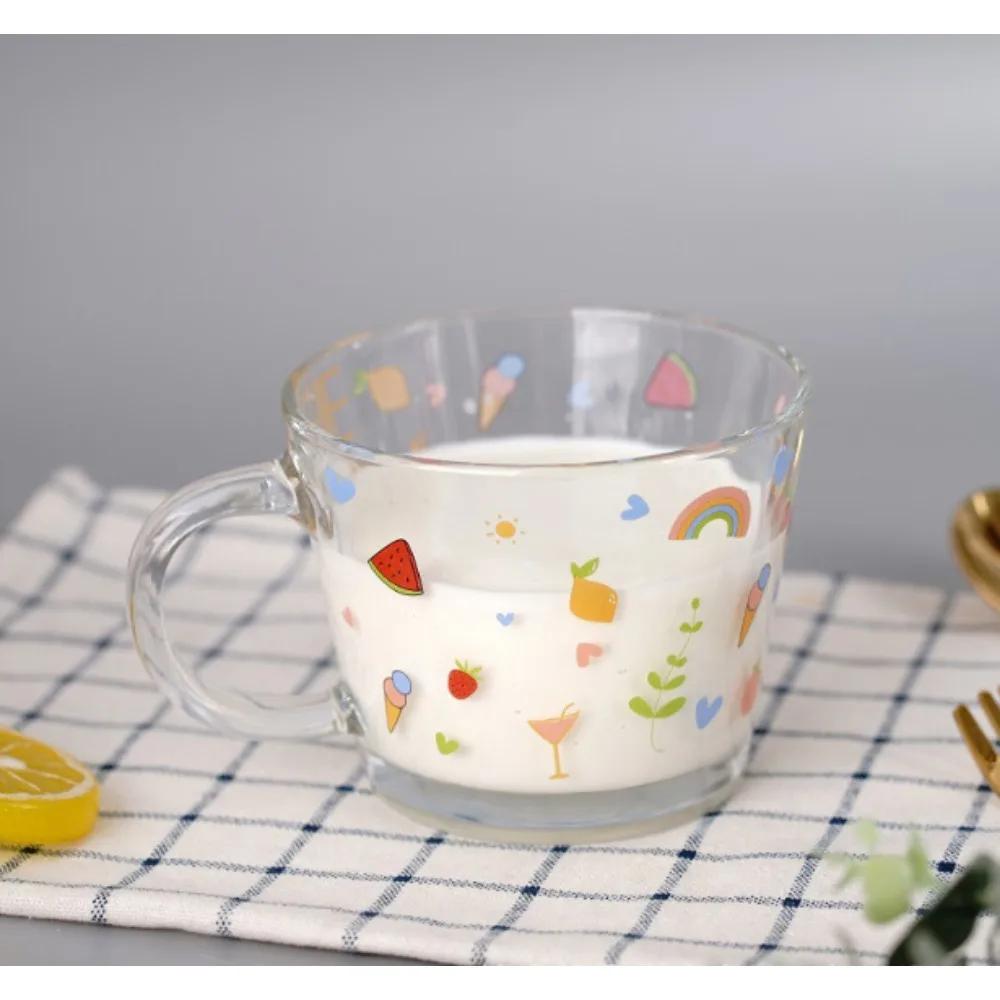 Small Fresh Floral Mouthed Glass Handle Cup