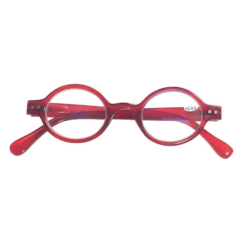 Female Reading Glasses Men Anti Blue Light Red Glasses Vintage Round Sight Eyeglasses Men No Dioptric Glasses +1.5+2