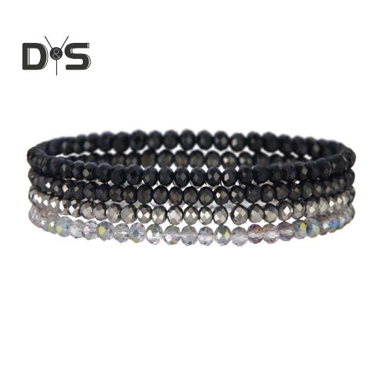 4Pcs/Set Beach Bracelet Fine Workmanship Non-Fading Stacked Bracelet Faux Crystal Versatile Bracelet for Daily Wear