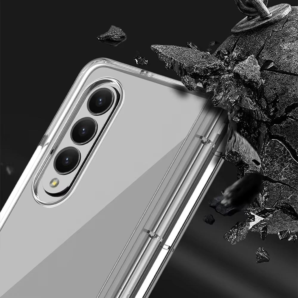 For Samsung Galaxy Z Fold 6 5 4 3 Transparent Case Shockproof Back Cover With S Pen Holder Shell For Samsung Z Fold5 Fold6 Coque