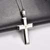 Stainless Steel Chunky Punk Printing Cross Pendant Necklace for Women Men Religious Prayer Faith Charms Chain Metal Jewelry Gift