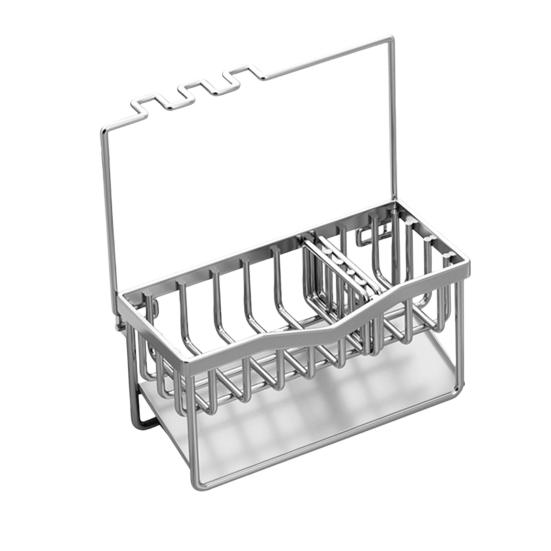 Kitchen Sink Caddy Stainless Steel Sponge And Brush Holder with Adjustable Divider Auto Drain Tray Countertop Organizer for Utensils Dish Soap Bottle