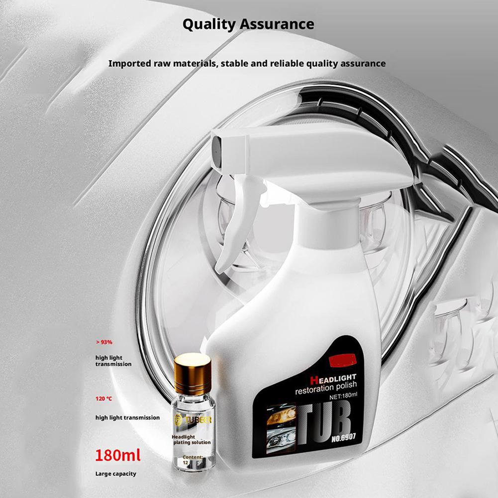 Lichid de lustruire fără șlefuire pentru faruri auto, pentru faruri îngălbenite, agent de reparare cu acoperire cristalină, spray de atomizare P5U5