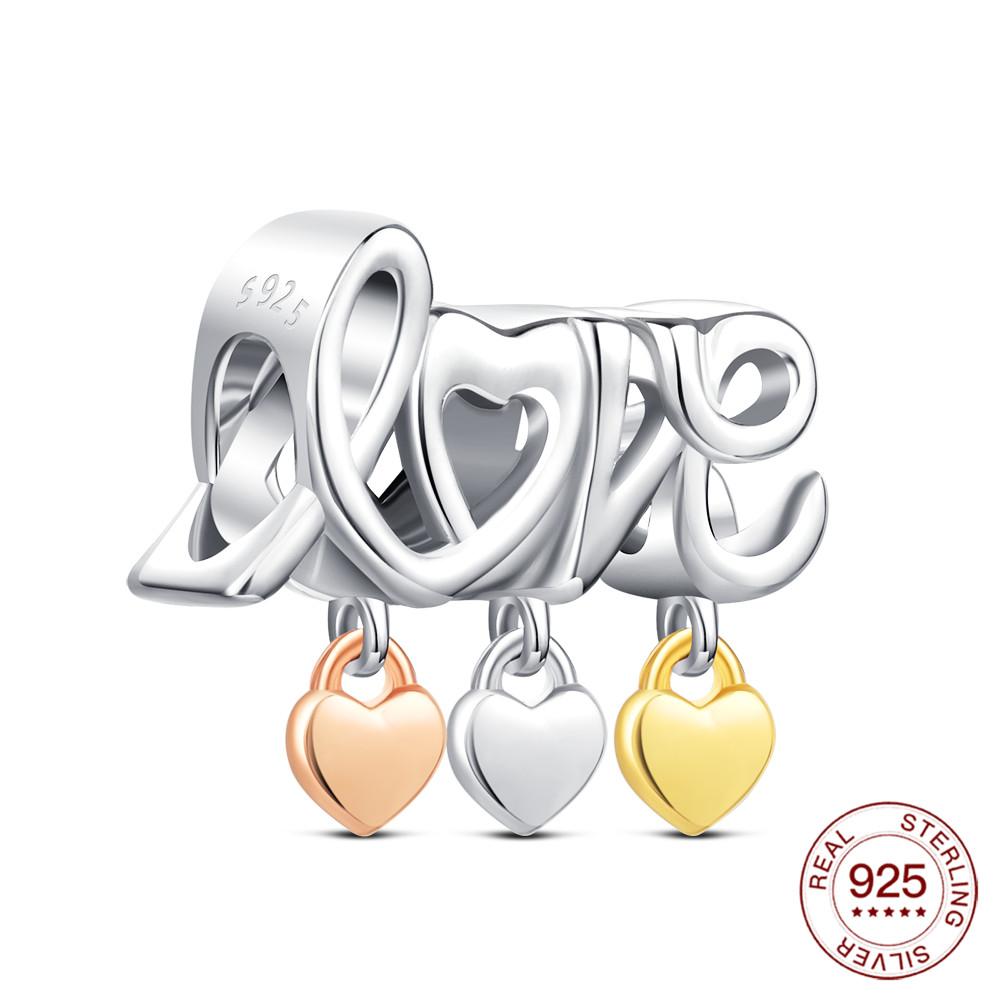 925 Silver Wedding Series Beaded Rose LOVE Love Charm Jewelry To Make Original Bracelet Women's Fashion Jewelry Gifts