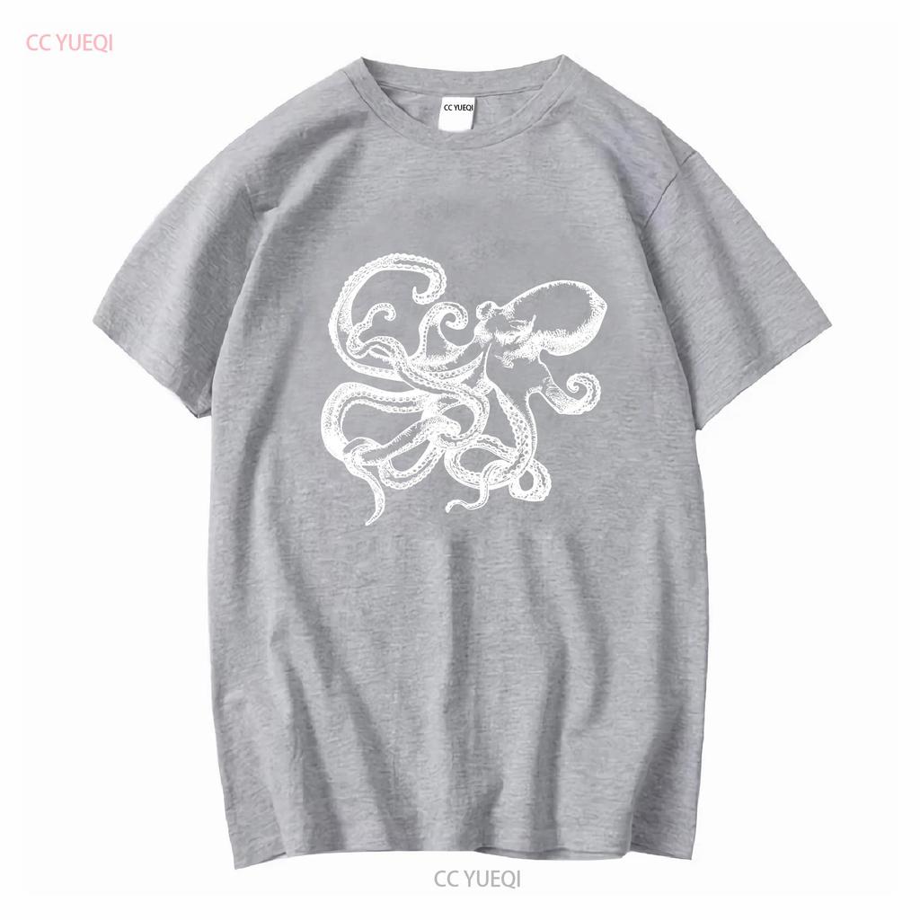Octopus Ink Drawing Kraken T Shirt Various Sizes Colours Vintage Washed Graphic Casual Slightly Fashion Homme Designer Clothes