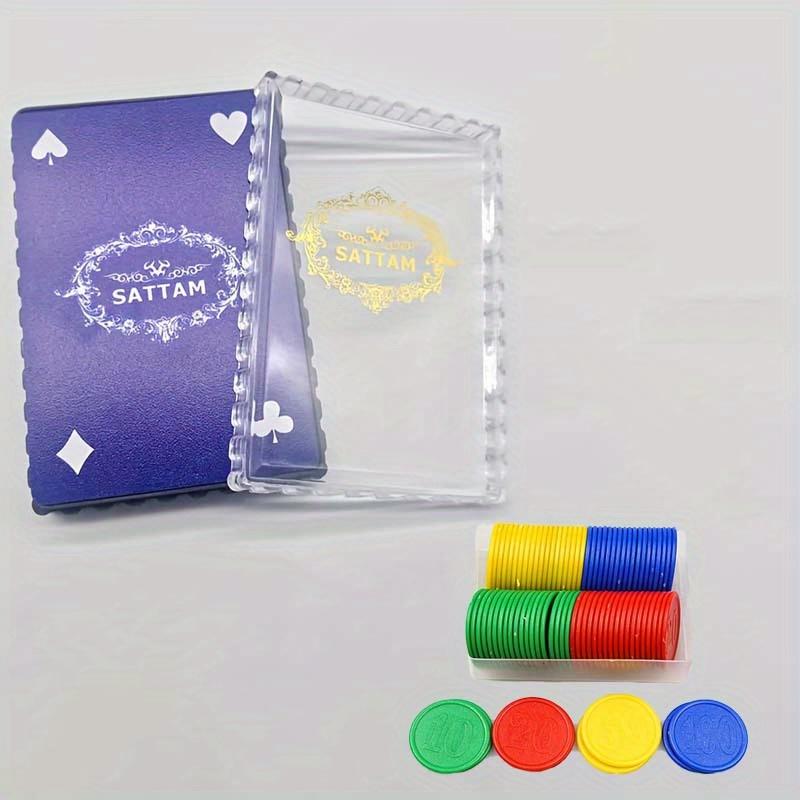 

1 колода игральных карт из синего пластика, которую можно мыть, с 50 аксессуарами для круглой настольной игры, арабская карточная колода для развлечений 2pcs