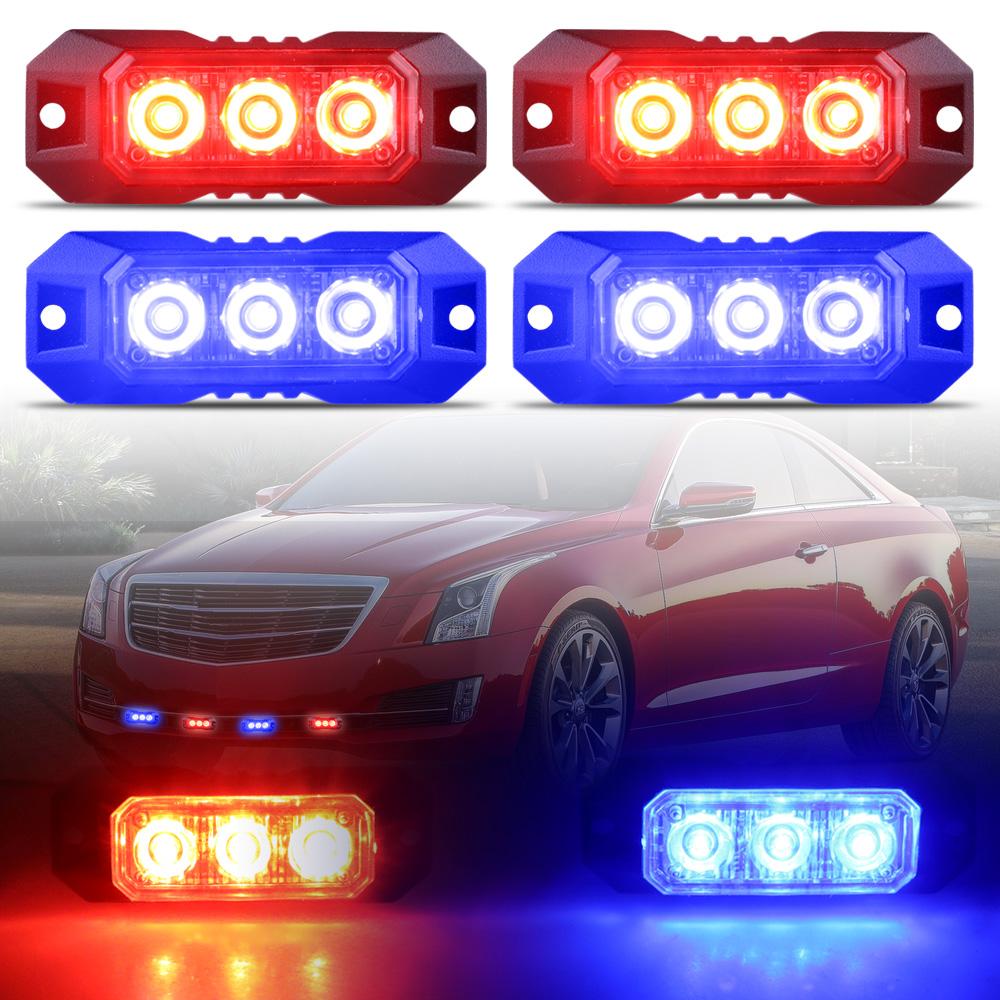 4 buc. Lumină de avertizare stroboscopică 3Led Grilă stroboscopică Bară luminoasă intermitentă pentru camion Lampă far pentru mașină Semafor 12V 24V Lumină pentru mașină