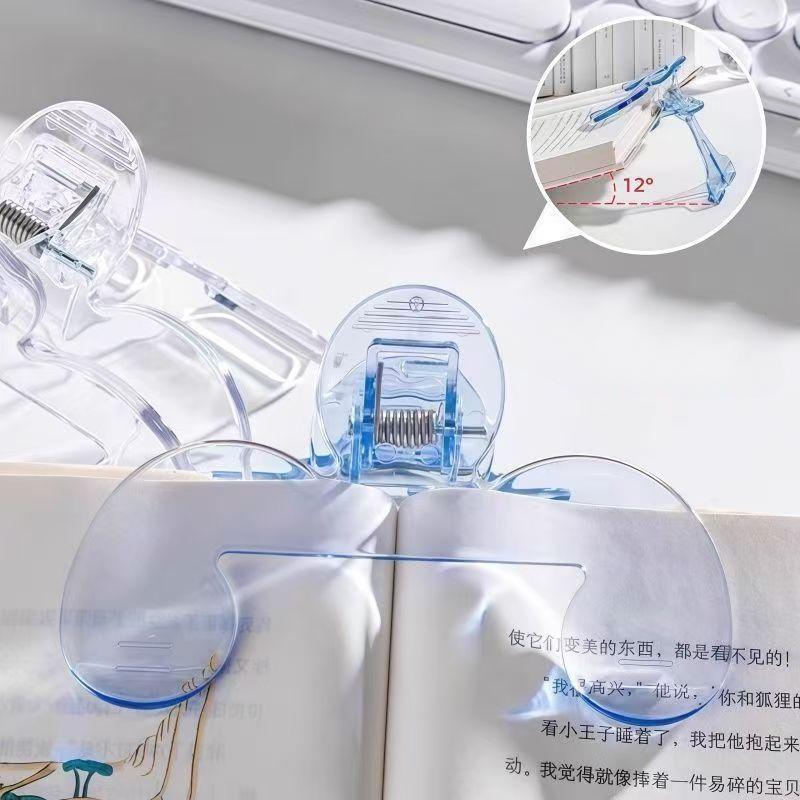 Transparent Plastic Book Clip with Bracket Reading Aid Fixed Book Holder Folder Paper Clips Bookmarks Stationery School Supplies