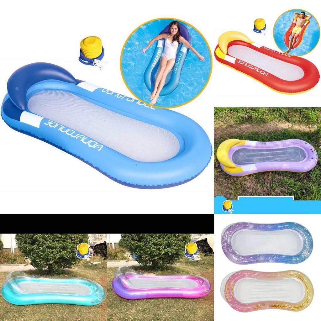 Pool Outdoor Floating Backrest Lounger Thick Mesh Leaves Adult Bed Inflatable