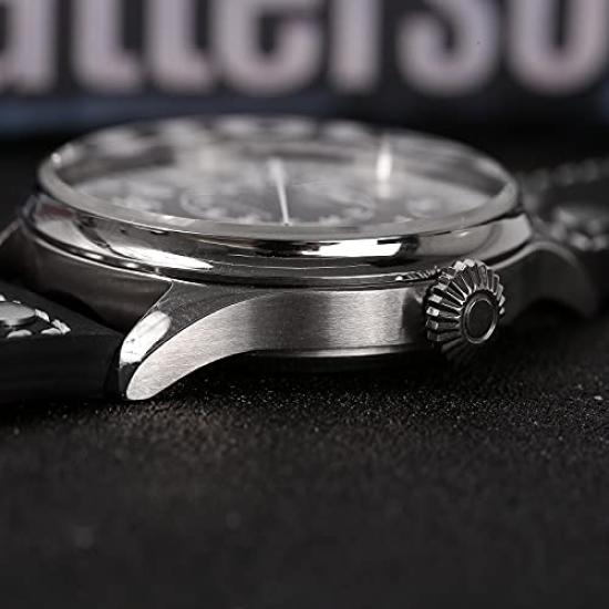 HAMAYOTA Pánské automatické vojenské hodinky s japonským strojkem, pilotní hodinky (Černá kapela)