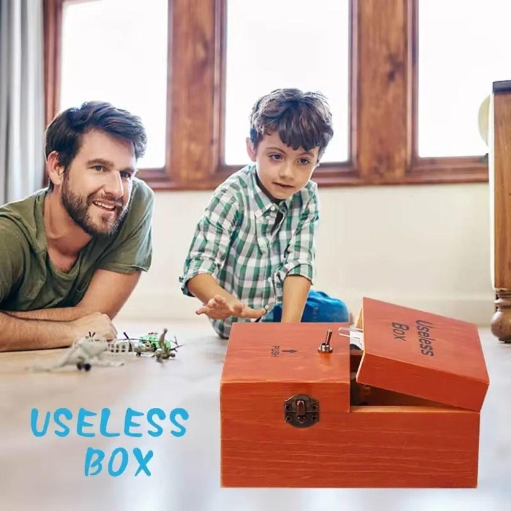 

Desk Decoration Useless Box Wood Color Wooden Useless Box Electronic Useless Box Birthday Gift коричневий