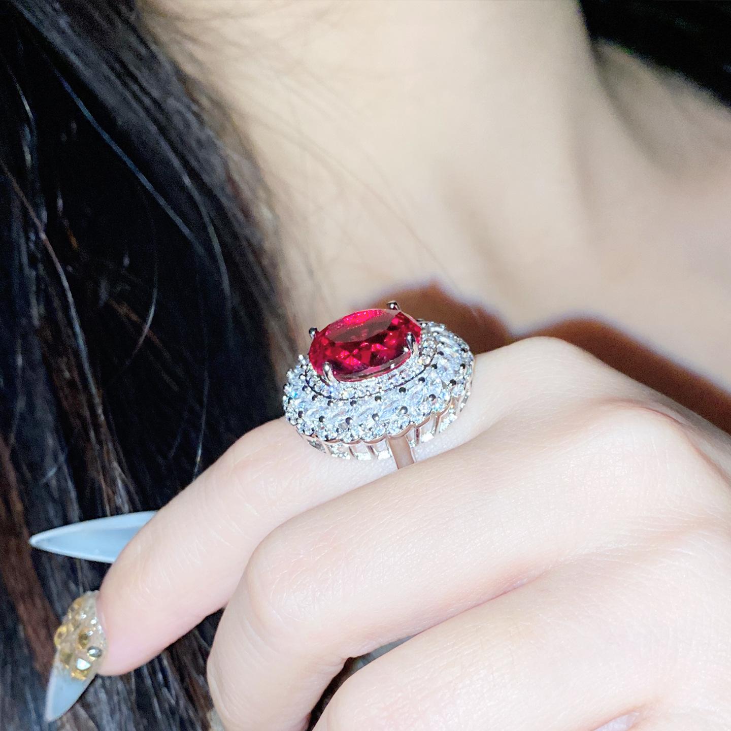 

2026 Medieval Old Money Wind Antique Ring, Plated with Real Gold Pigeon Blood Red Color Treasure Full of Diamond Rings Female Resizable