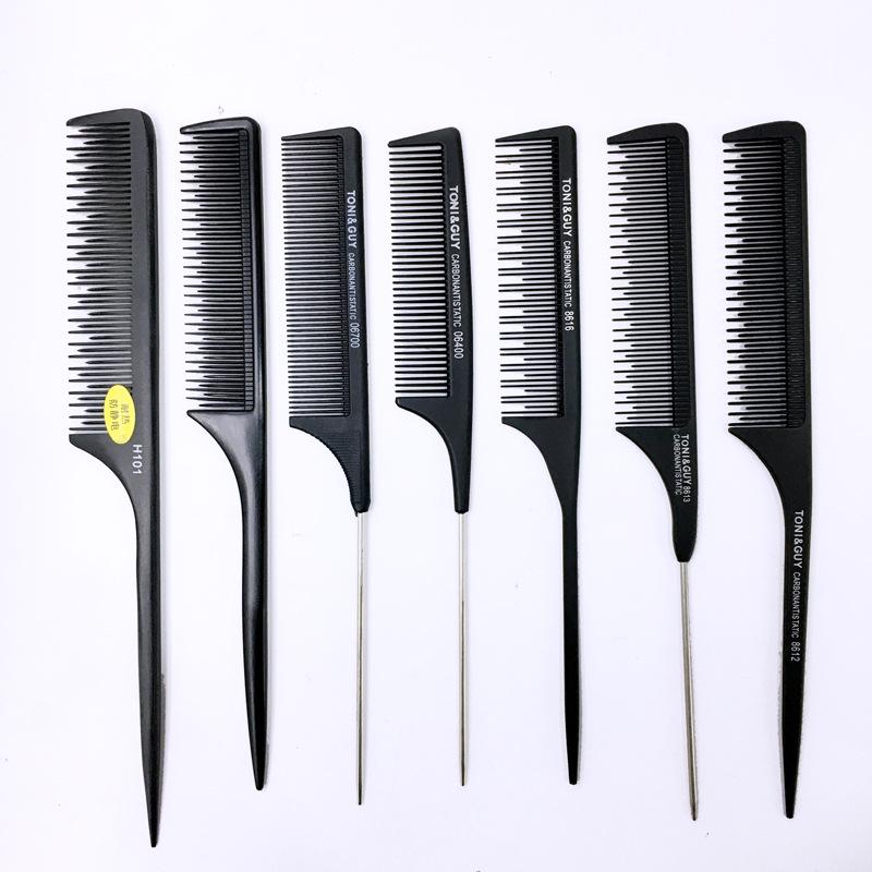 Carbon Fiber Anti-Static Tail Comb: High-Low Tooth Design for Hairdressing, Updo Styling, Teasing, and Massage.