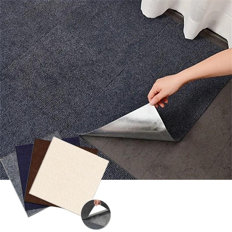 10PCS 30cm/11.81 Inch Self-adhesive Carpet Tile Stickers, Square Mats, Peeling Stickers, Carpets, DIY Flooring, Home Decoration