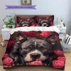 Pitbull and roses Pattern Bedding Home Decoration Birthday Gift (1 * duvet cover + 2 * pillowcase, without core)