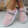 Fashion Color Band Breathable Mesh Flats Women 2025 Plus Size 36-43 Soft Sole Casual Sneakers Woman Slip On Thick Sole Walking Shoes