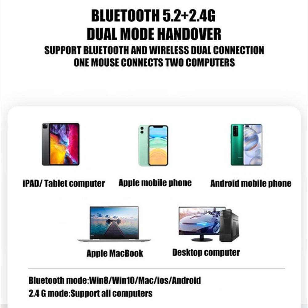 Suitable for Laptop Bluetooth Wireless with USB Charging RGB Mouse BT5.2 Macbook Gaming Mouse 2.4GHz 1600DPI
