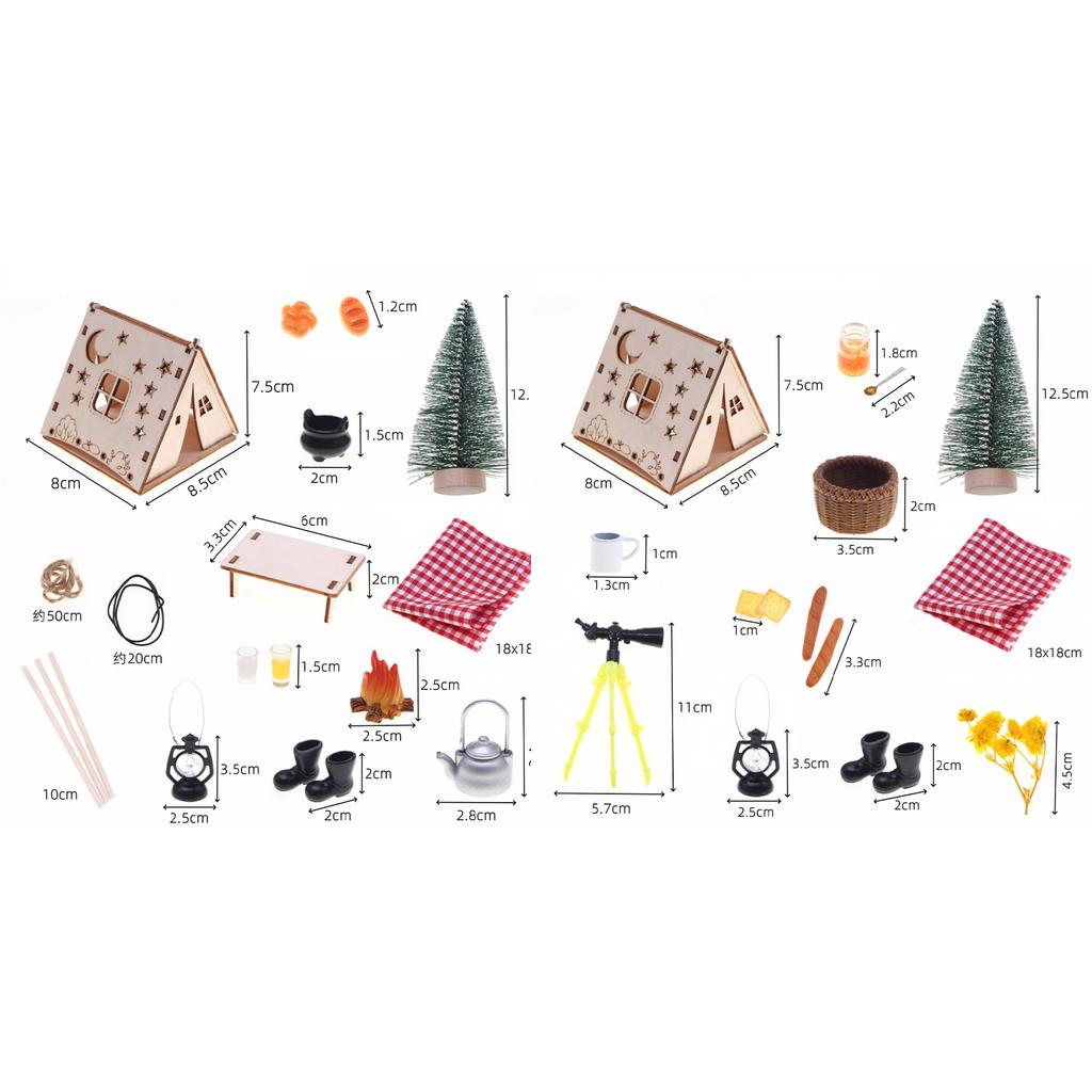 Miniature Wooden Paintable Tent Camping Scene Decoration Dollhouse Accessories Outdoor Scene Props Craft Project Kits
