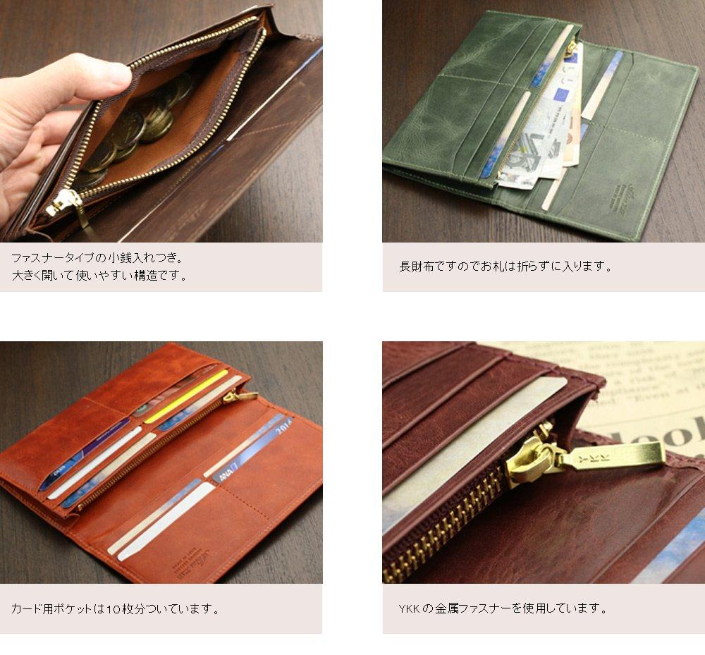 Made in Japan Vintage Waxed Leather Genuine Leather Long Wallet Laguna Green [Abies]