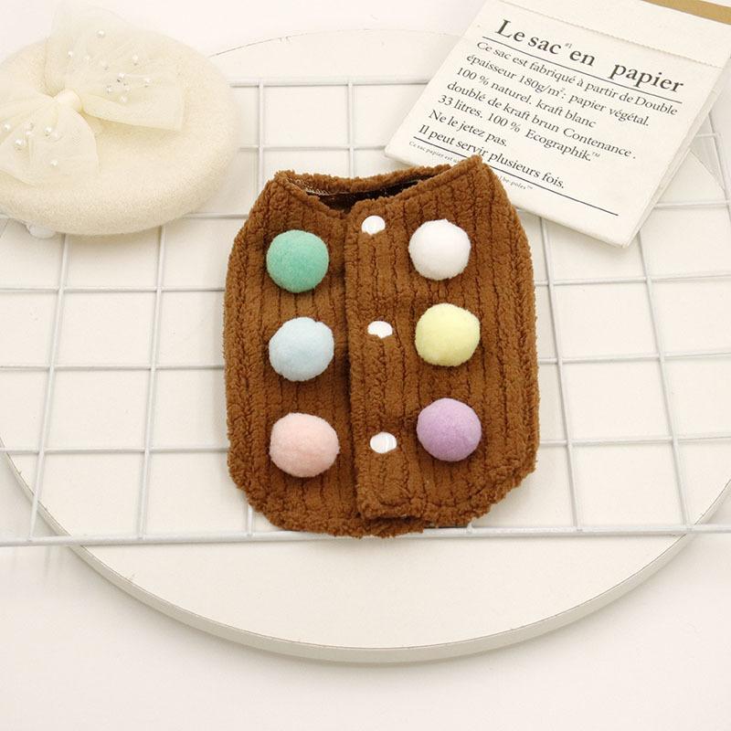 

Плюшевый жилет для питомца, милый мяч, осенне-зимнее пальто, новая одежда для кошек, маленьких собак, щенков, костюм для собаки, пальто для собаки, дизайнерская одежда для собак L