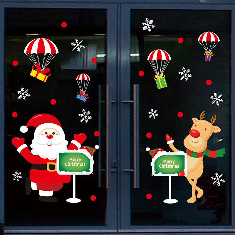 Autocolante Festive de Sărbători: Decor Static pentru Uși și Ferestre de Sticlă pentru Crăciun și Anul Nou
