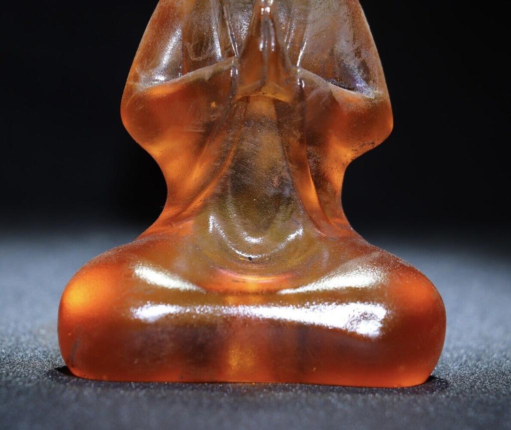 Collection Chinese Old Beijing Glaze Carved Exquisite Buddha Statue Amitabha Art