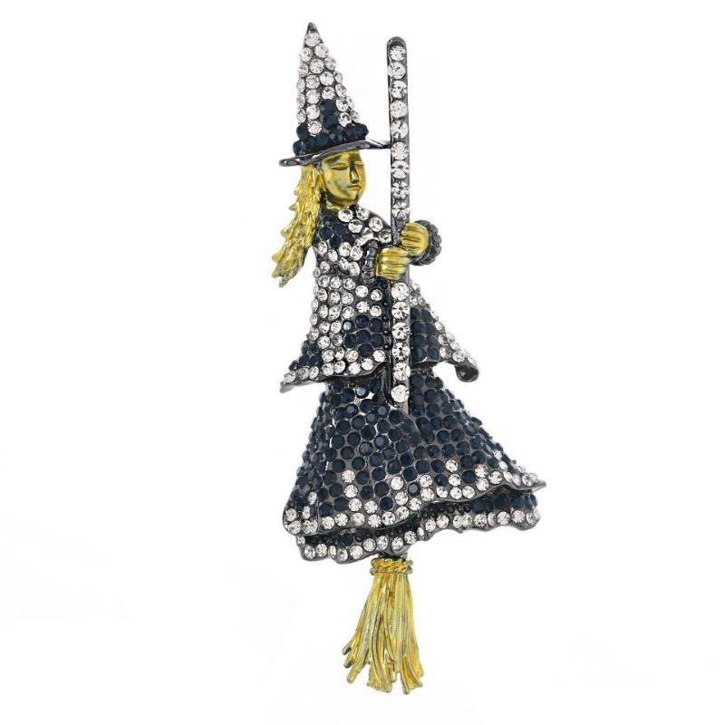 Riding a Broomstick Witch Brooch Personalized Halloween Celebration Atmosphere Chest Flower Brooch Buckle Gift