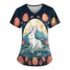Magliette uniformi da lavoro stampate taglie forti per magliette divertenti a maniche corte con scollo a V da donna T-shirt da lavoro con tasche