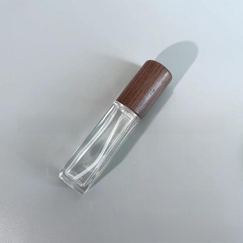 Sticlă portabilă de parfum din sticlă cu capac din lemn, opțiuni de 5 ml și 10 ml