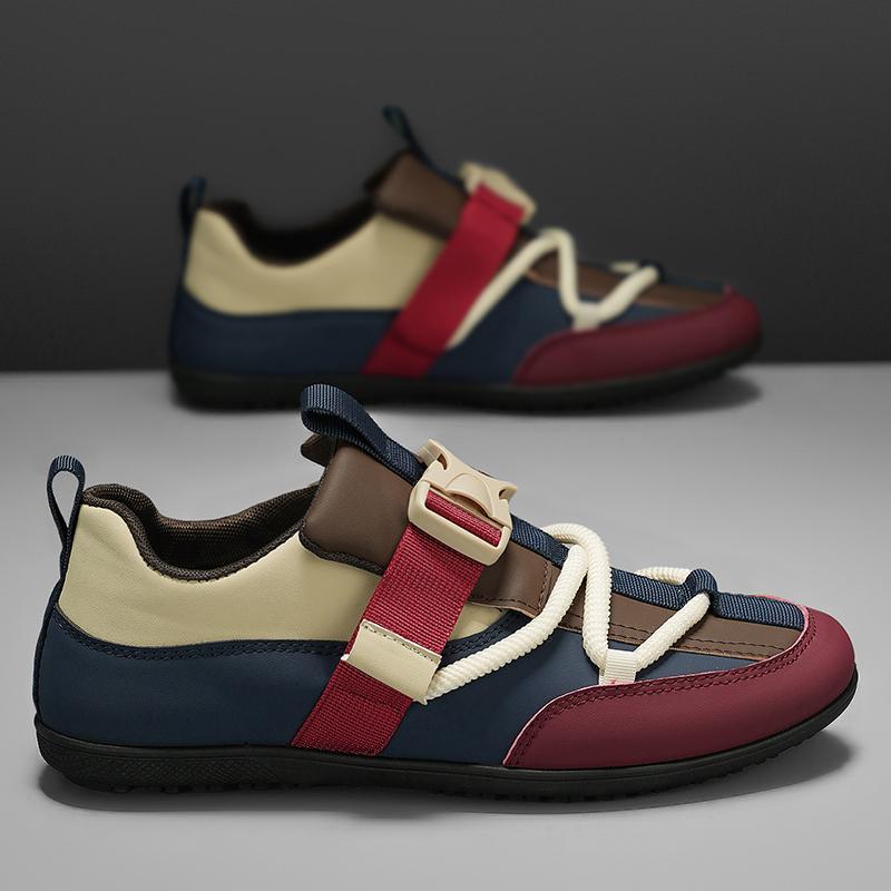 Fashion PU Leather Casual Shoes For Man Summer Flat Casual Sneaker Man Buckle Original Designer Men's Shoes Zapatos Para Hombre