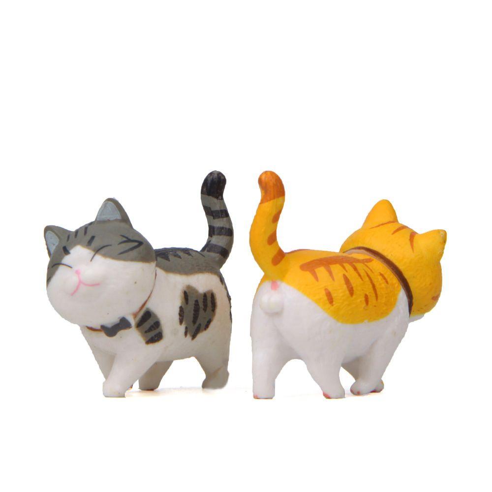 Decor Desktop Ornament Cartoon Cat Figurine Simulation Animal Model With Bowknot Mini Kitten Statue