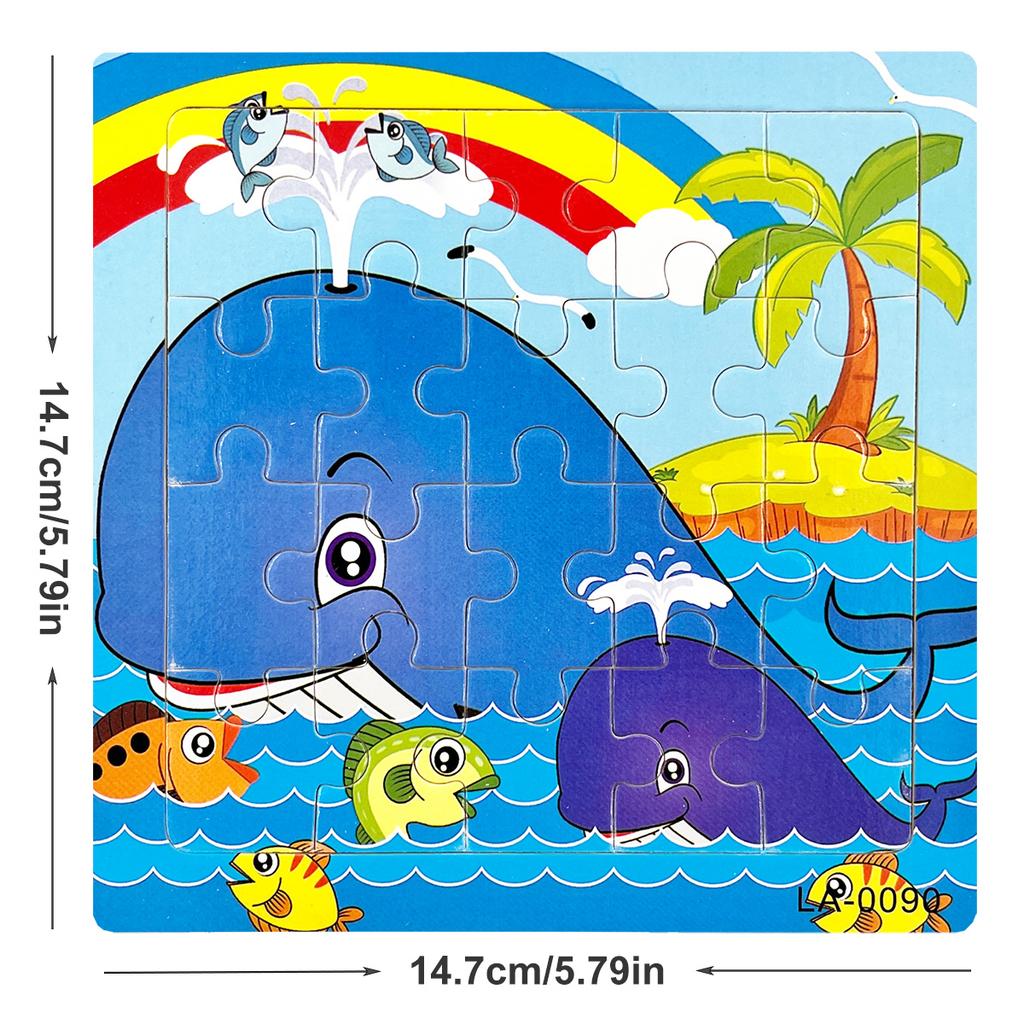 1 Stück 14,7 cm/5,79 Zoll Holzpuzzle Transportfahrzeug Meerestier Stil Puzzles Spiel Kinder Lernspielzeug für Kinder