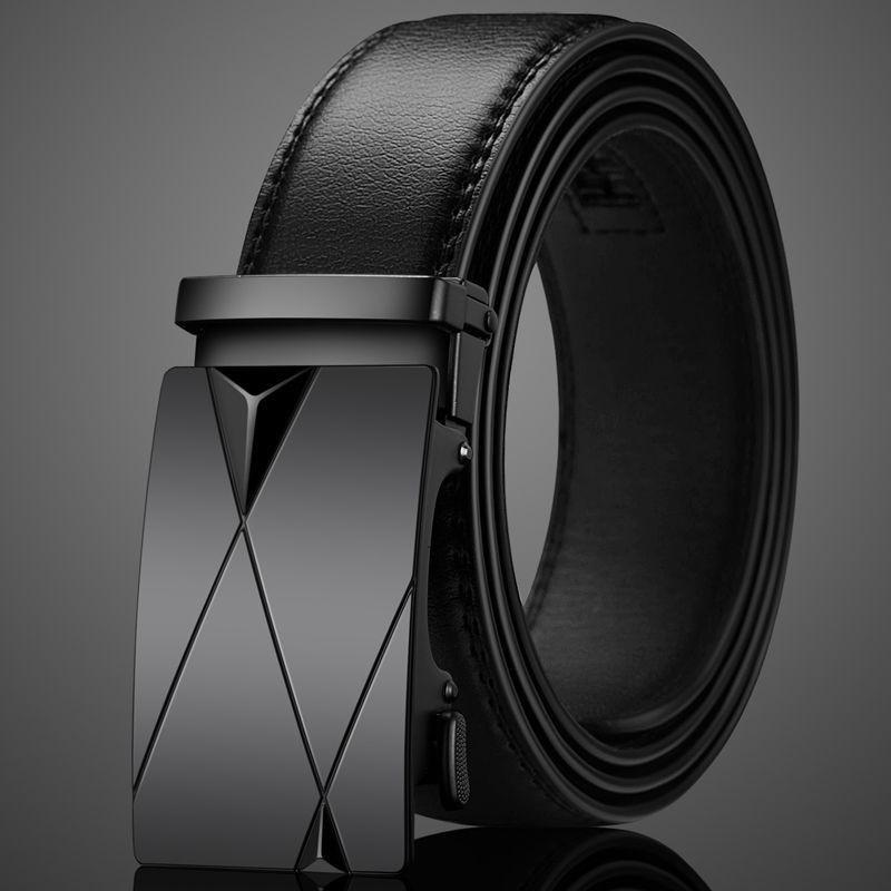Stylish Automatic Buckle Black Belt For Young Men Casual Business Wear 105cm To 125cm