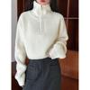 Maglione da Donna con Collo a Mezza Zip Pullover Morbido Lavorato a Maglia Manica Lunga Corto Autunno Inverno Ragazza Adolescente Moda Coreana Outfit