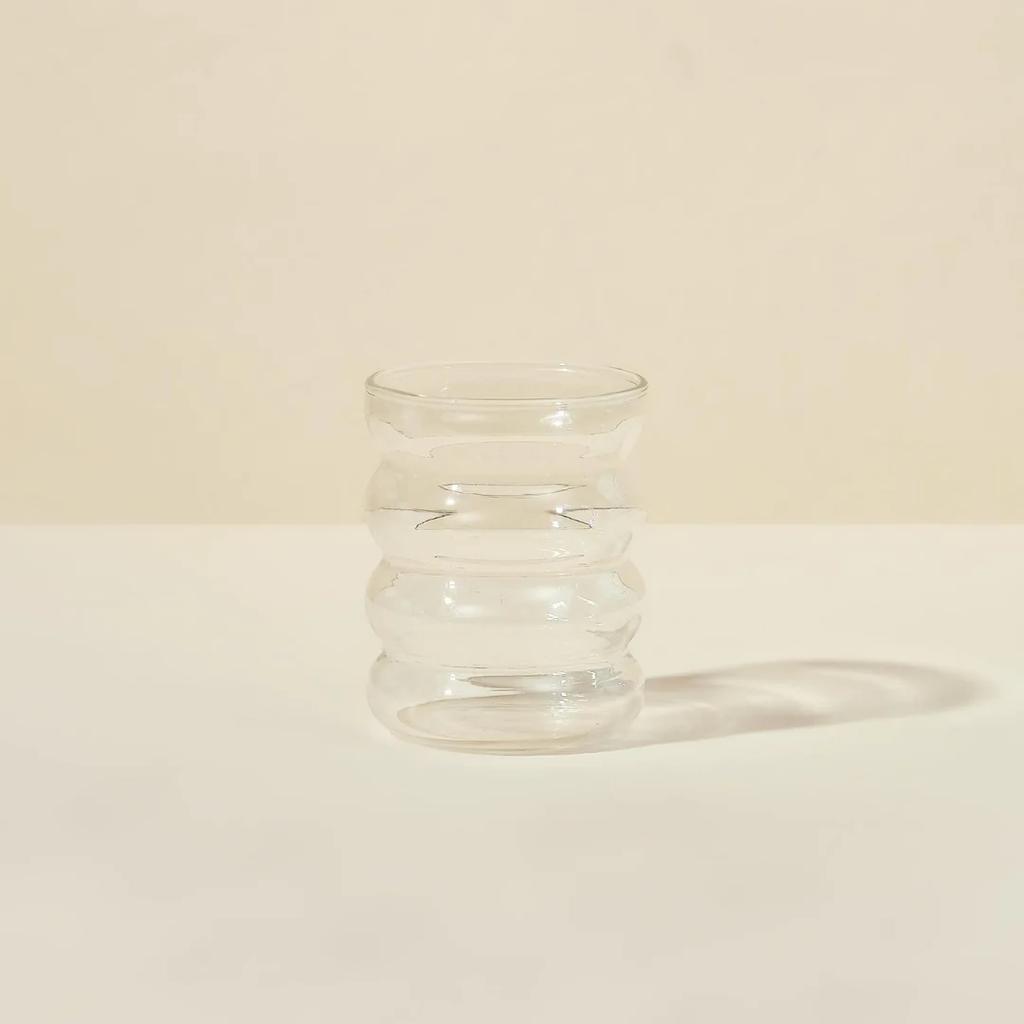 Wave Shape Bubble Glass Cups, Set of 2, 16 Oz Drinking Glasses - Heat-Resistant Glass Cups for Beer, Iced Coffee, Cocktails